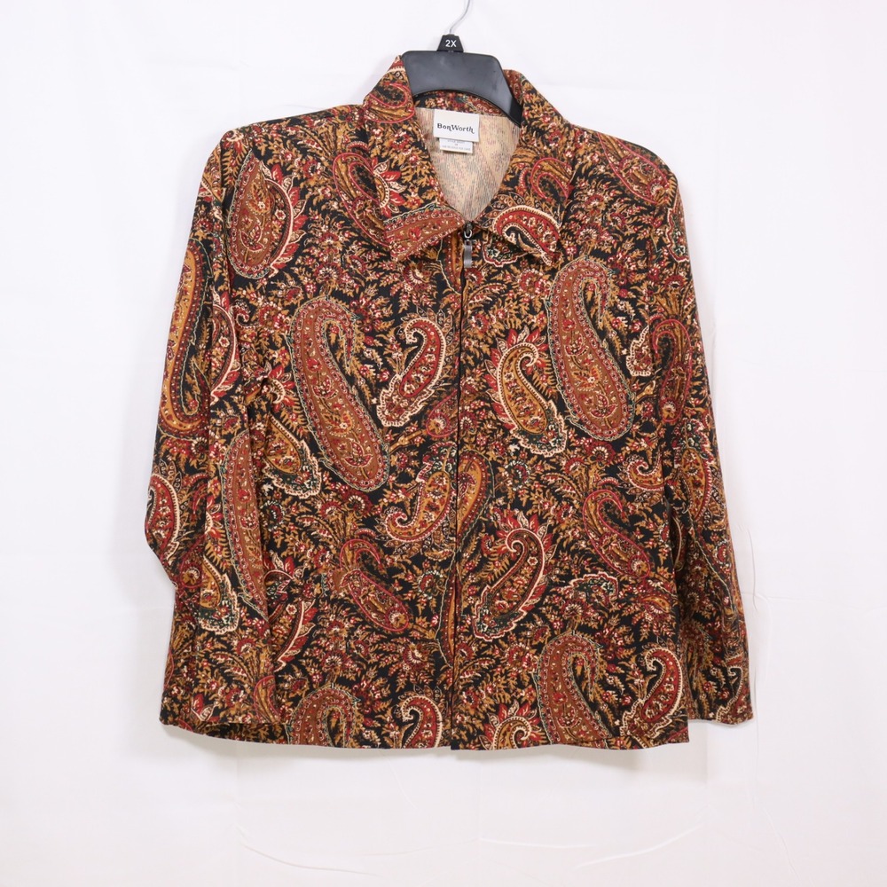 BonWorth Zip Up Jacket SP Multicolor Womens Paisley Lightweight Corduroy